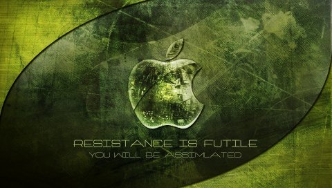 Mac, apple, green, white, text