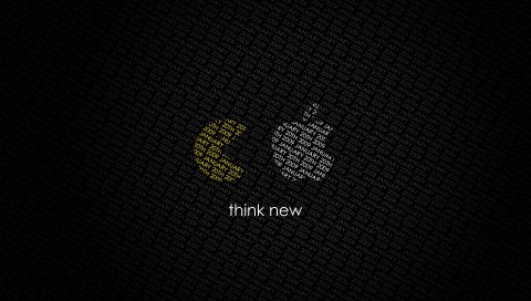 Mac, apple, pak-man, белый, желтый, логотип, игра