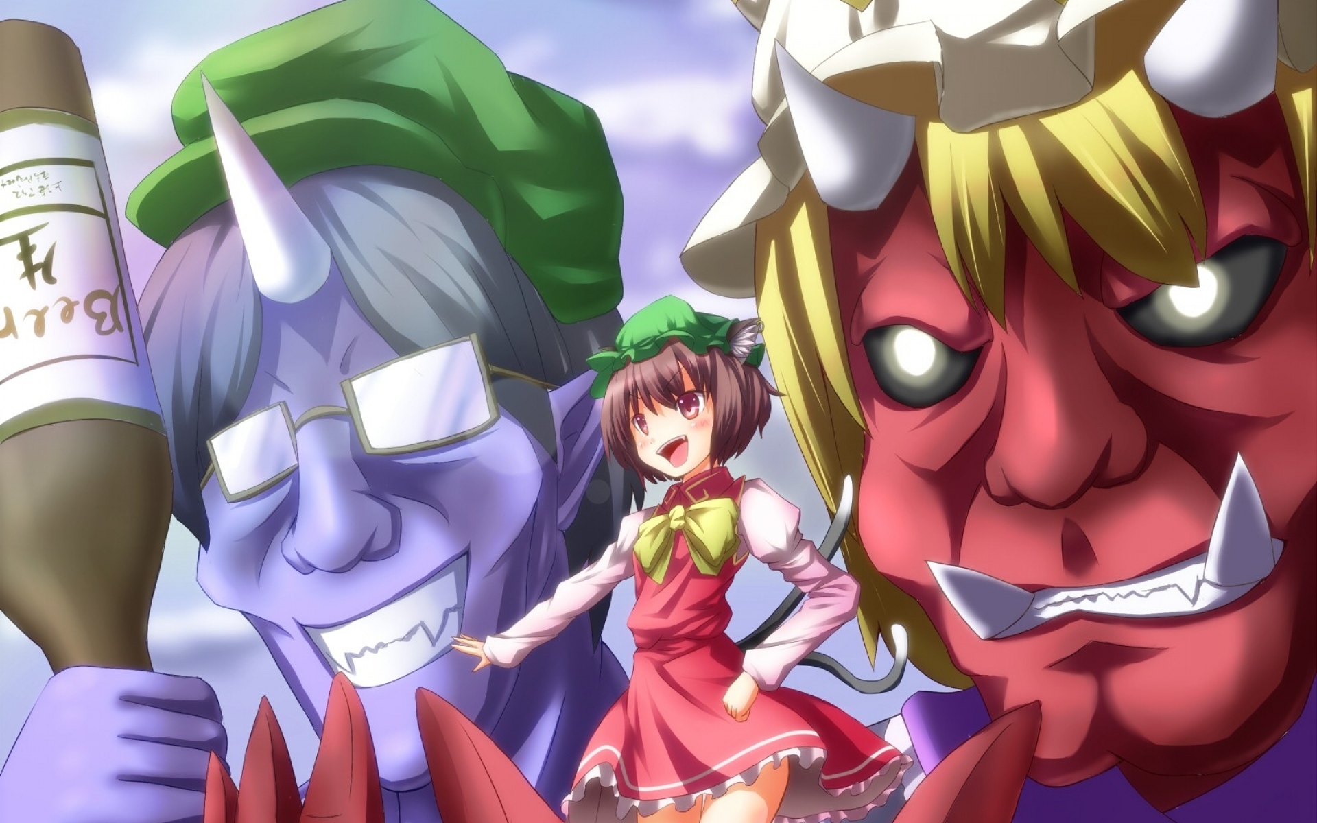 Картинки Touhou, nekomimi, девушка, брюнетка, радость фото и обои на рабочий стол