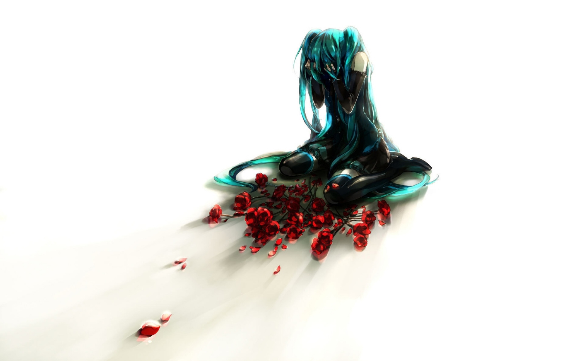 Картинки Вокалоид, hatsune miku, аниме обои, розы, крик фото и обои на рабочий стол