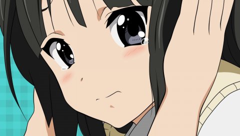 Mio akiyama, девушка, брюнетка, крупный план, руки