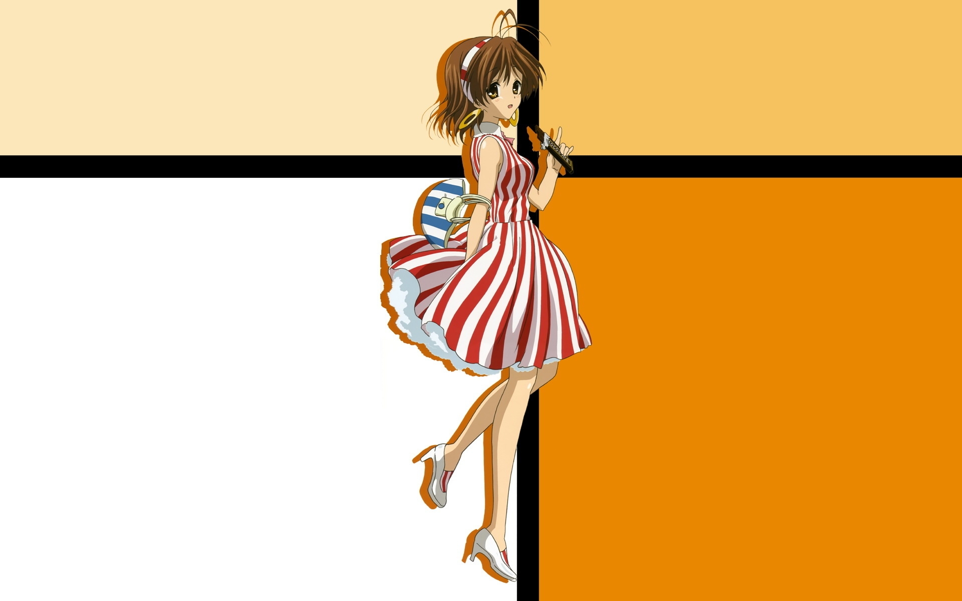 Картинки Clannad, девушка, платье, осанка, фон фото и обои на рабочий стол