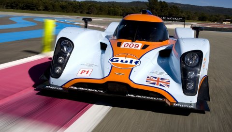 Aston martin, lmp1, 2009, белый, вид спереди, спорт, скорость, асфальт