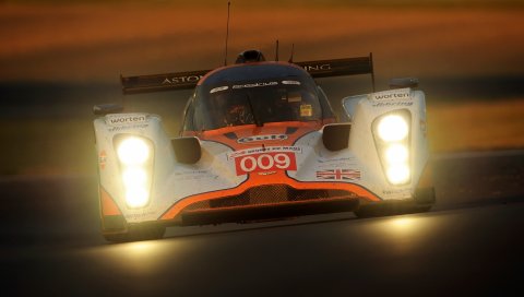 Aston martin, lmp1, 2009, белый, оранжевый, вид спереди, авто