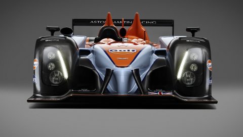 Aston martin, amr-one, lmp1, 2011, черный, оранжевый, вид спереди, гоночный автомобиль