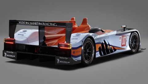 Aston martin, amr-one, lmp1, 2011, оранжевый, белый, вид сзади, спорт, авто