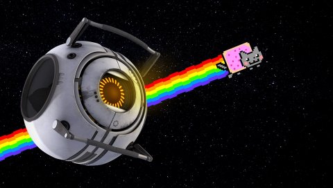 Nyan cat, радуга, позитив, космос
