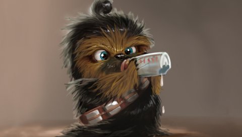 Звездные войны, chewbacca, drink, baby