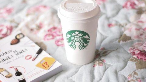 Кофе, starbucks, книга, постельное белье, настроение