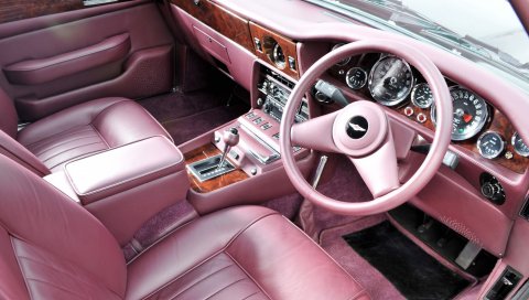 Aston martin, lagonda, v8, 1974, розовый, салон, салон, руль, спидометр