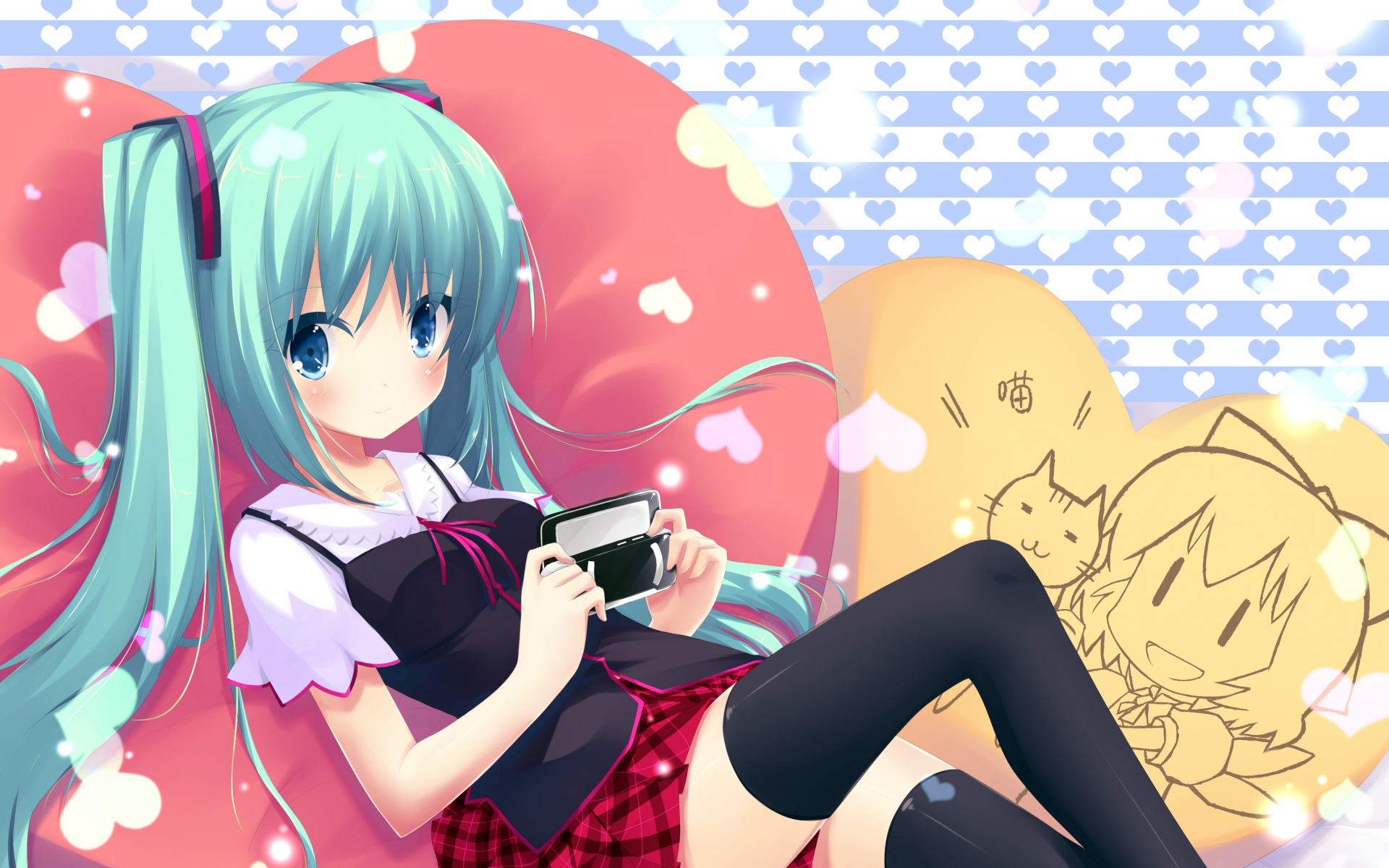 Картинки Hatsune miku, cirno, девушка, цвет, юбка, чулки, волосы фото и обои на рабочий стол