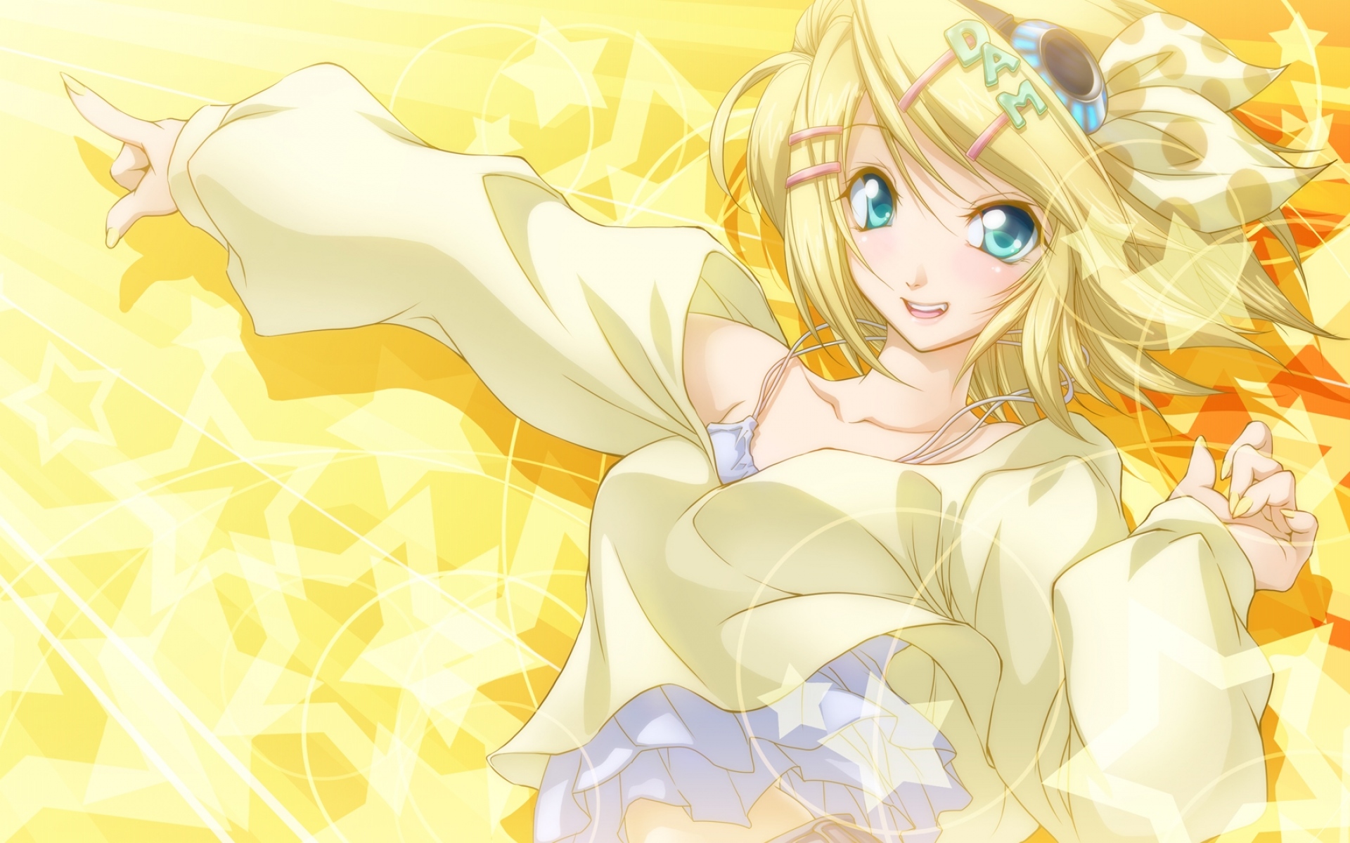 Картинки Kagamine rin, девушка, звезда, гвоздь, булавка фото и обои на рабочий стол