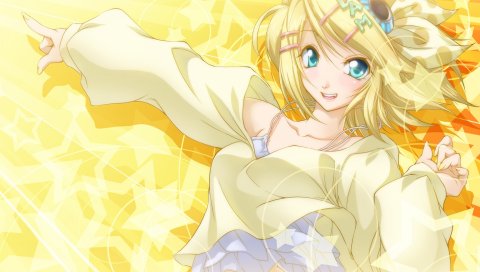 Kagamine rin, девушка, звезда, гвоздь, булавка
