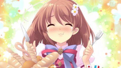 Inaba yui, девушка, брюнетка, еда, веселье