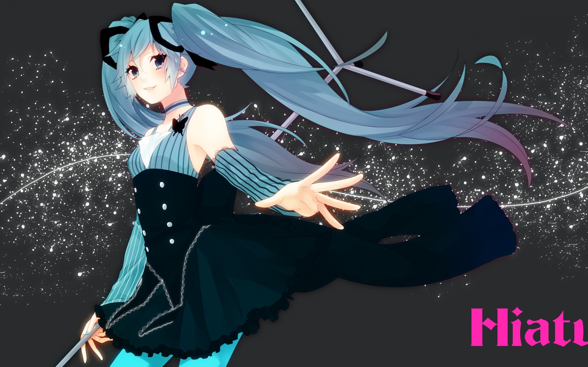 Картинки Вокалоид, hatsune miku, девушка, платье, пояс, волосы фото и обои на рабочий стол