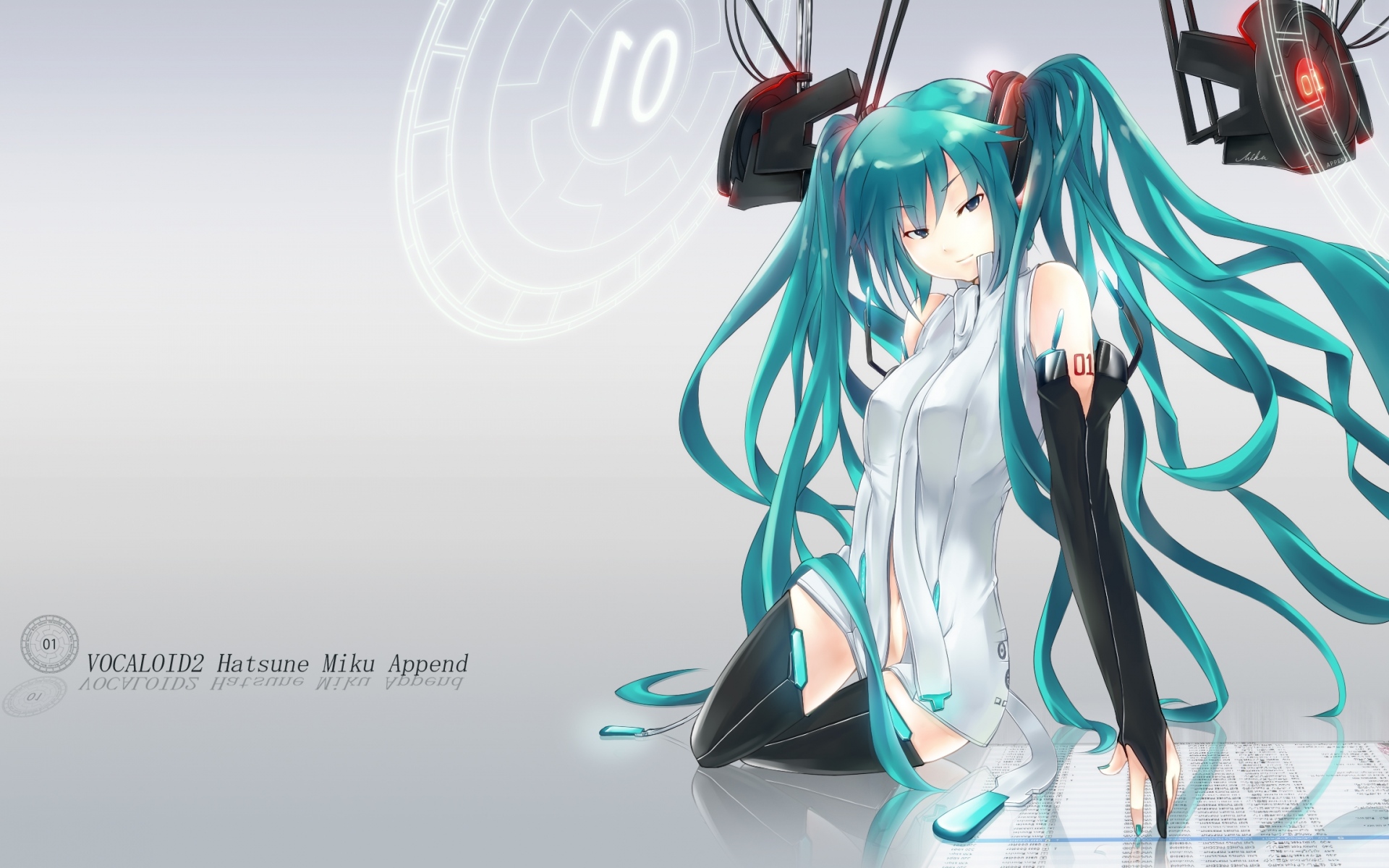 Картинки Hatsune miku, miku append, девушка, галстук, глаза, перчатки фото и обои на рабочий стол