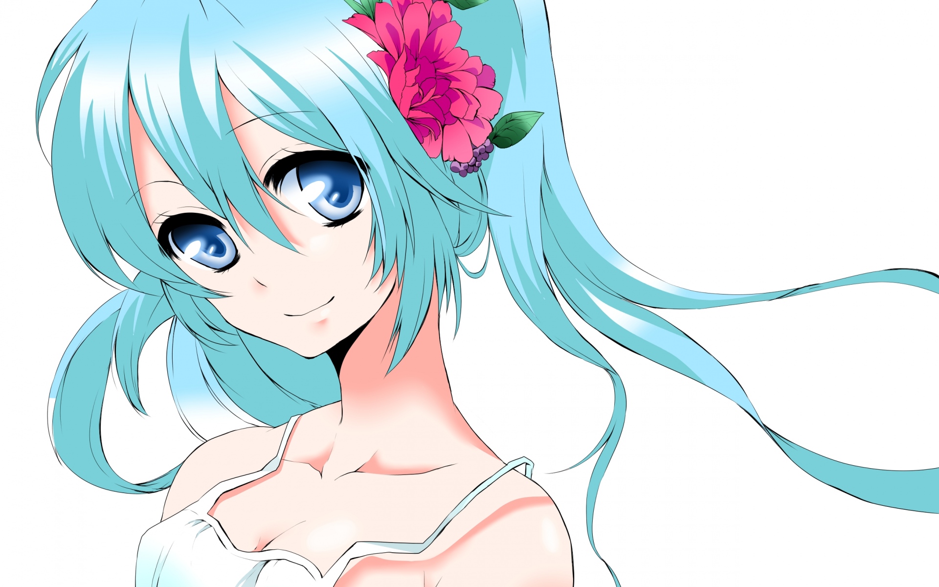 Картинки Вокалоид, hatsune miku, девушка, длинные волосы, голубые глаза, два хвоста, фон, волосы фото и обои на рабочий стол