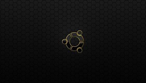 Ubuntu, os, логотип, черный, желтый