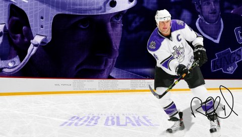 Rob blake, хоккей, клуб, автограф, лед