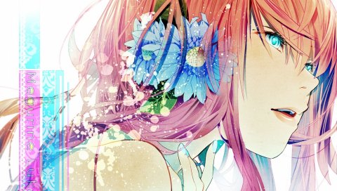 Megurine luka, девушка, голубые глаза, розовые волосы