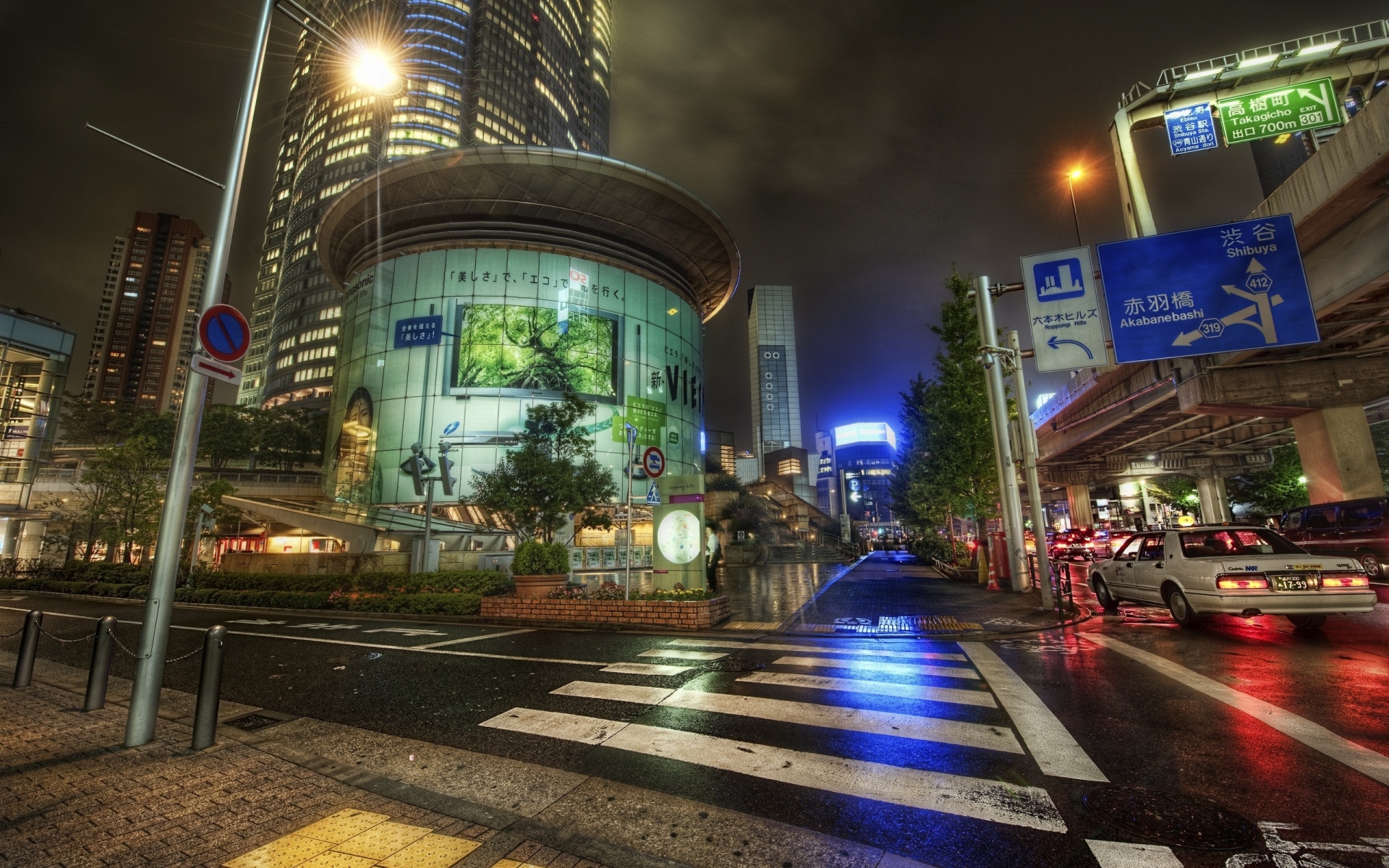 Картинки Япония, улица, дорога, ночь, мегаполис фото и обои на рабочий стол