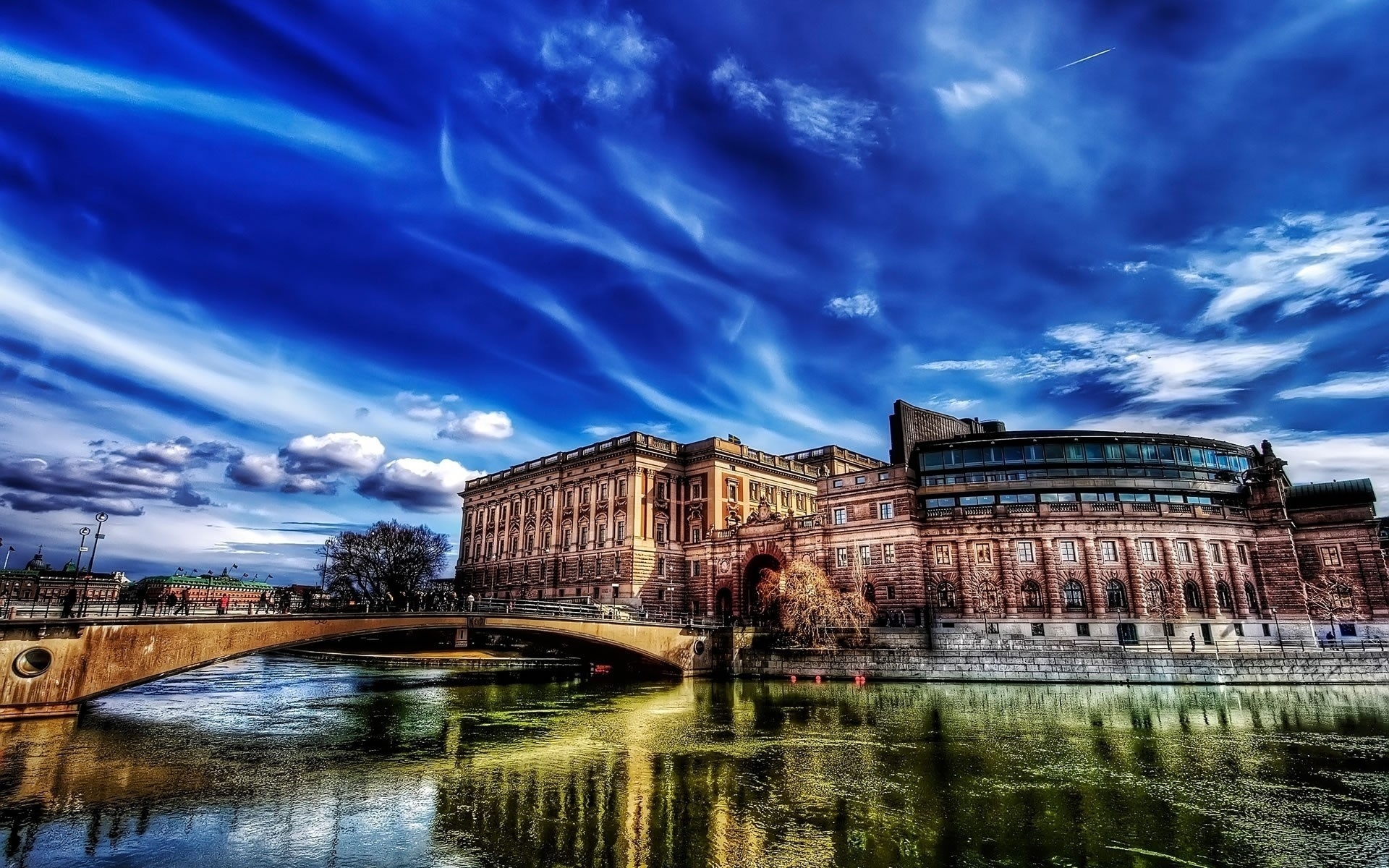 Картинки Замок, мост, река, камень, hdr фото и обои на рабочий стол