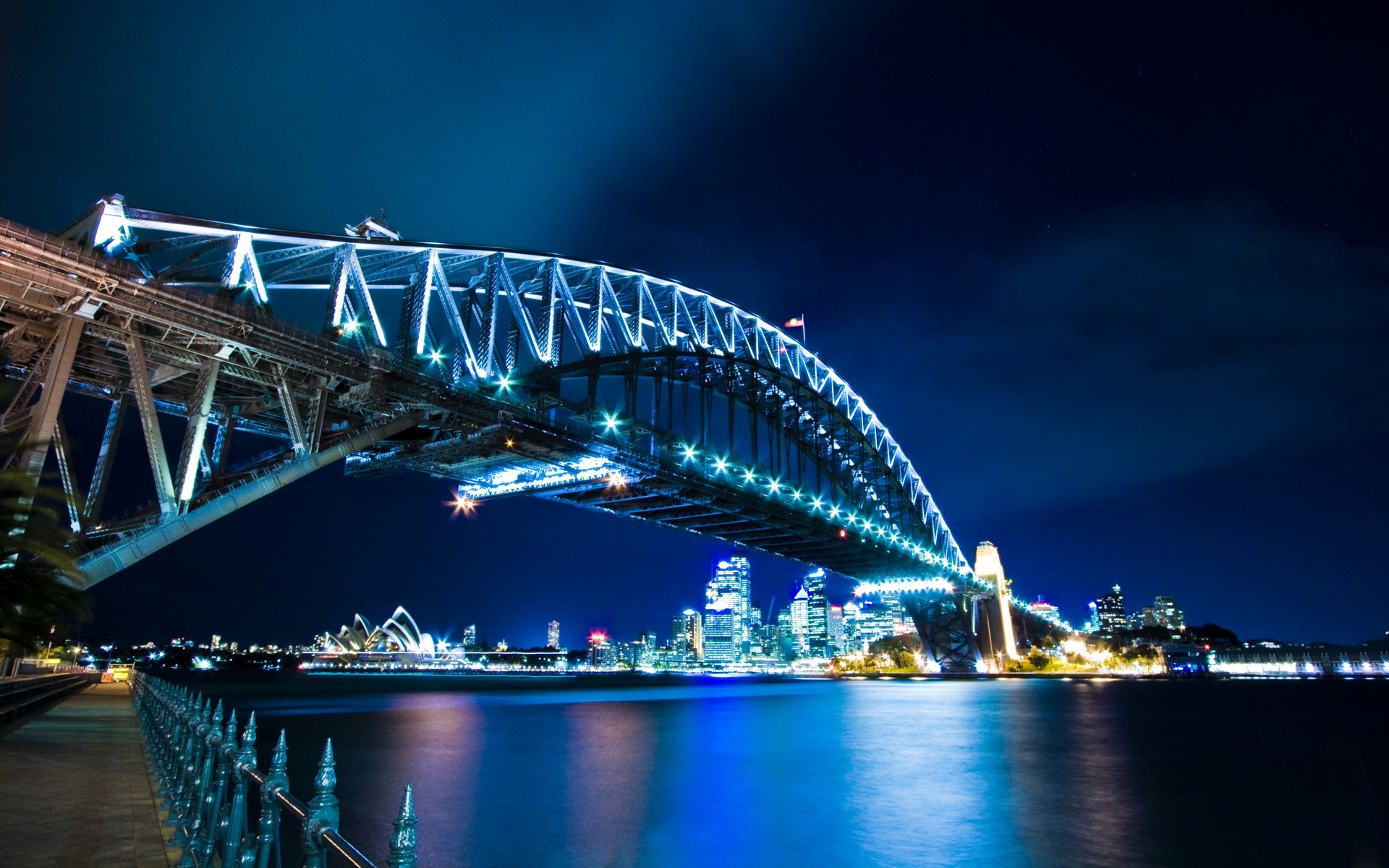 Картинки Гавань моста, Сидней, ночь, огни город фото и обои на рабочий стол