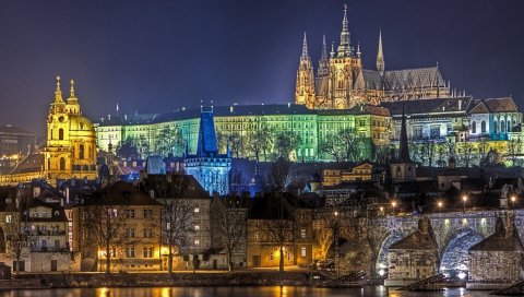 Прага, здания, река, панорама, вечеринка