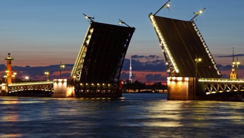 Женева, Санкт-Петербург, Россия, разводной мост, hdr