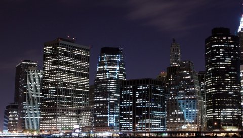 Город, небоскребы, огни город