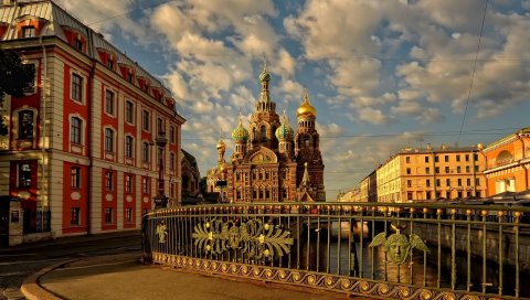 Россия, Санкт-Петербург, церковь, мост, здание, улица