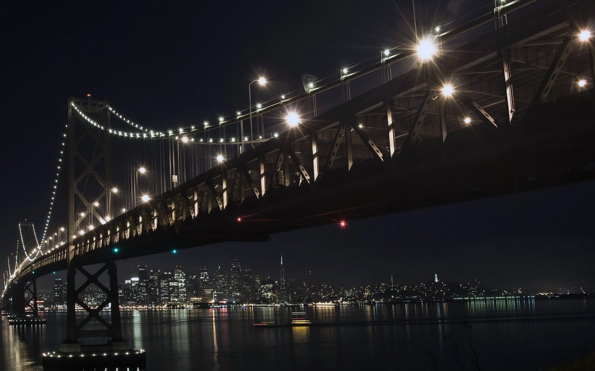 Картинки Мост, река, отражение, свет, ночь фото и обои на рабочий стол