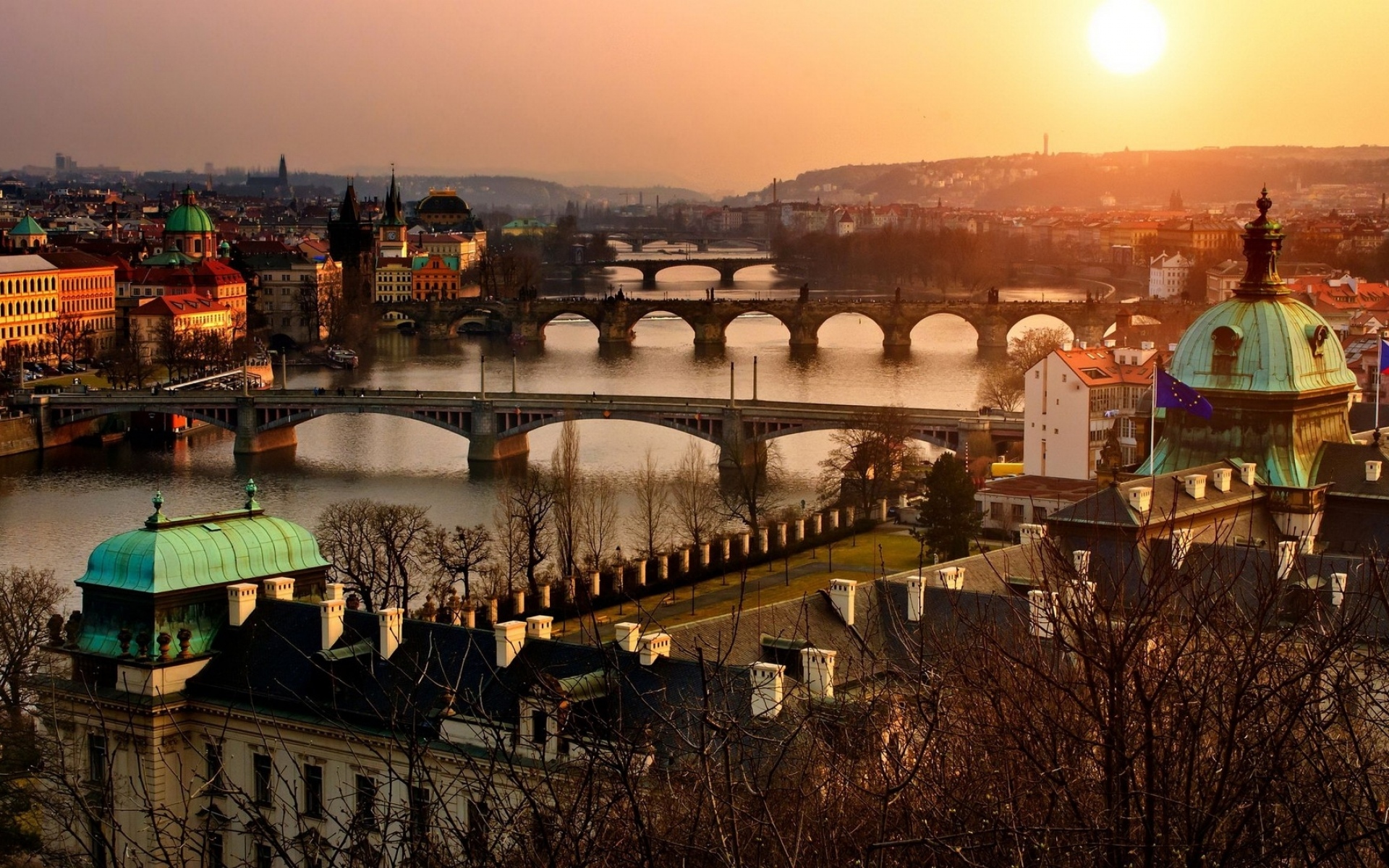 Картинки Prague, Чешская республика, мост, здание, река фото и обои на рабочий стол