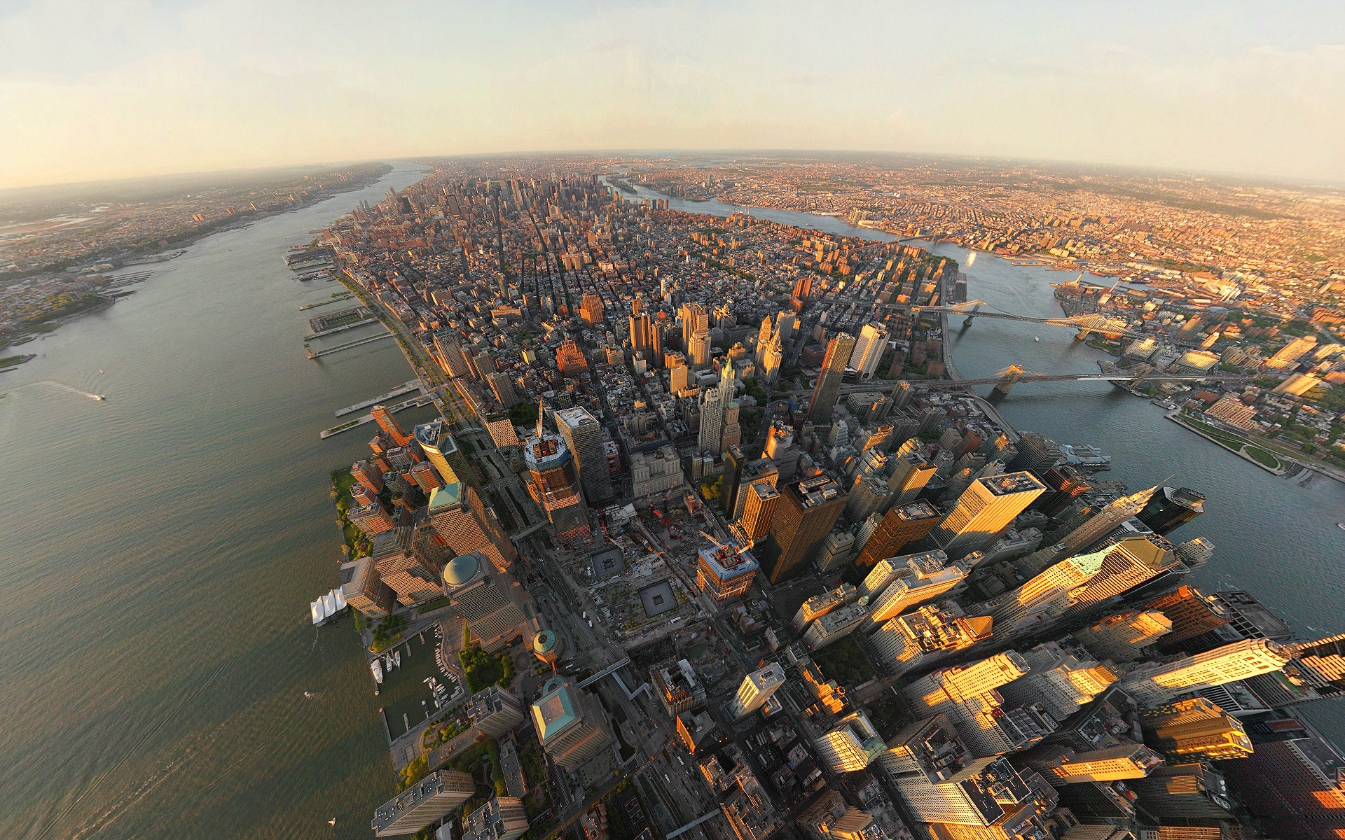 Картинки Нью-Йорк, горизонт, город, река фото и обои на рабочий стол
