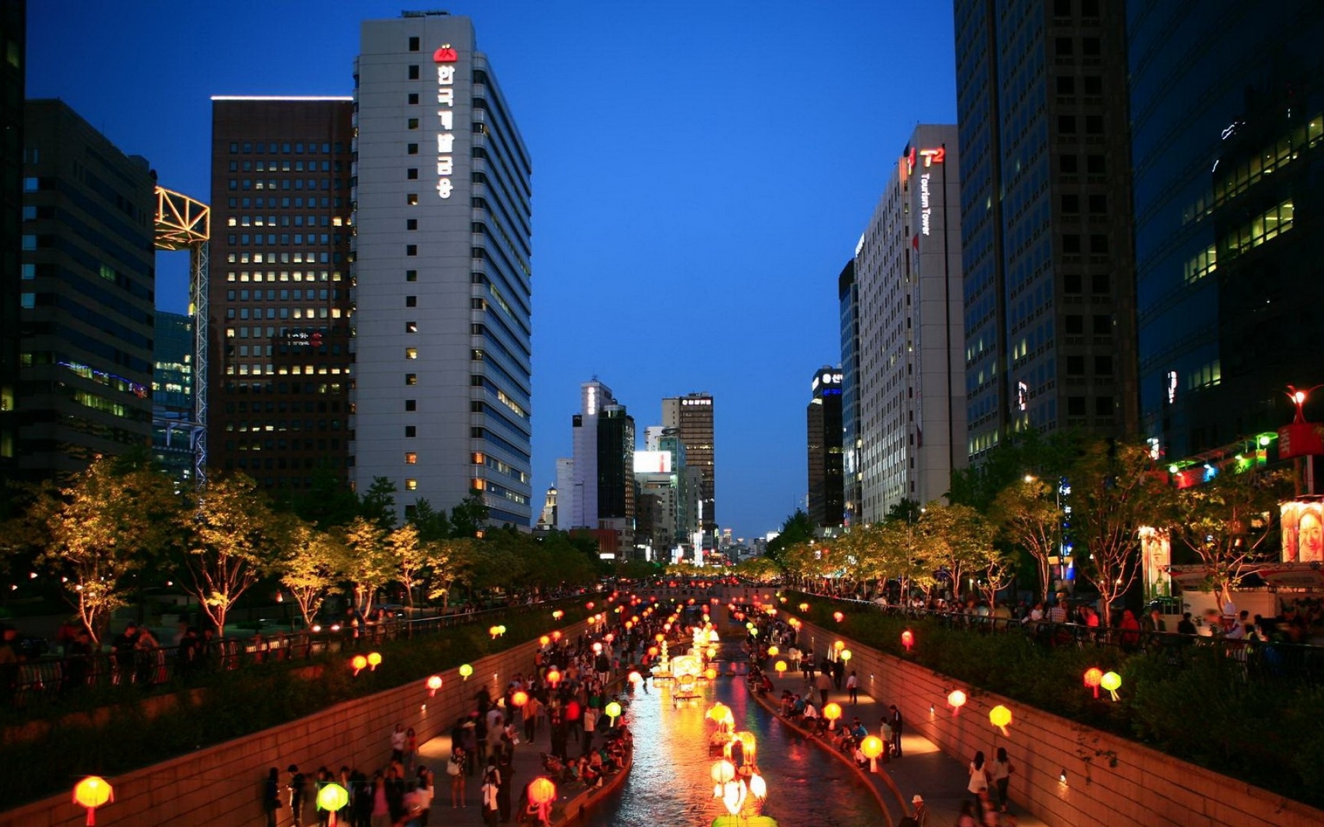 Южная Корея Сеул улицы ночь