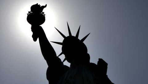 Статуя свободы, Нью-Йорк, США, форма, тень