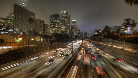 Los angeles, дорога, движение, вечер