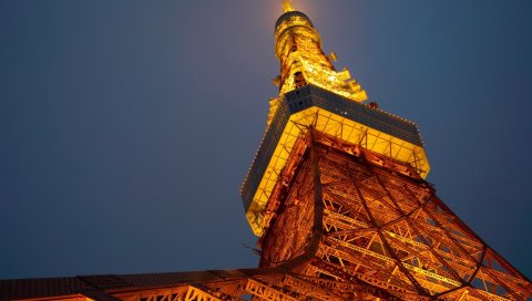 Япония, Токио, Башня, ночь, вид снизу