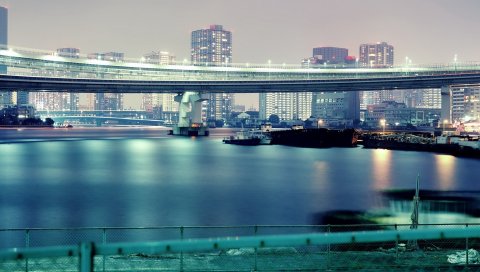 Япония, Токио, Река, Море, Мост