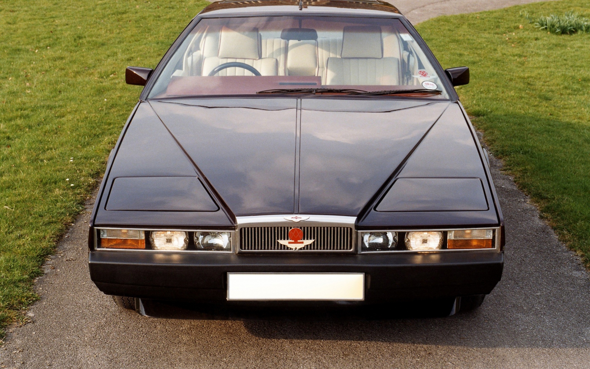 Картинки Aston martin, lagonda, 1976, синий, вид спереди, трава фото и обои на рабочий стол