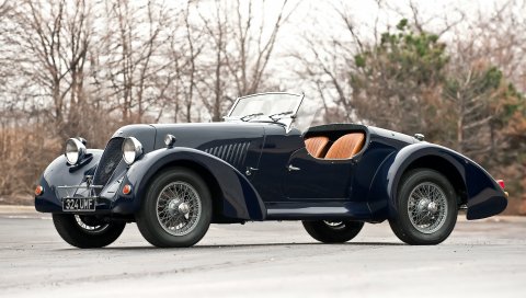 Aston martin-jaguar, 1959, синий, вид сбоку, ретро, ??асфальт