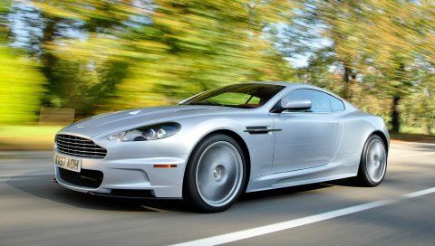 Aston martin, dbs, 2008, серебристый металлик, вид сбоку, спорт, асфальт