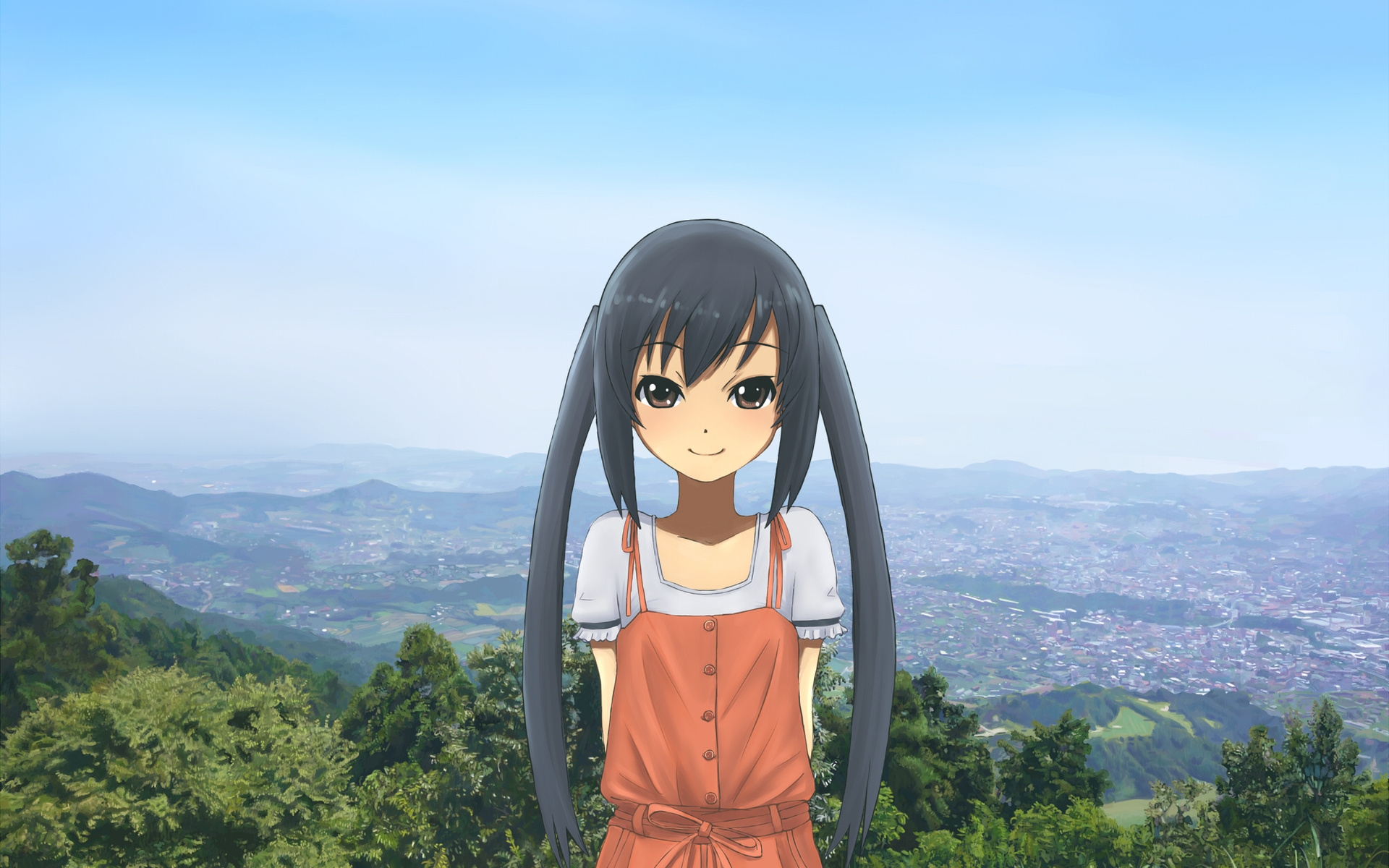 Картинки K на azusa nakano, девушка, брюнетка, взгляд, зеленый, улыбка фото и обои на рабочий стол