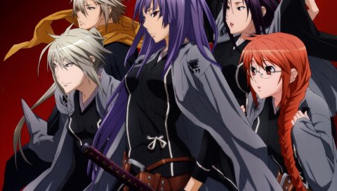 Katana, sekirei, персонажи, оружие, взгляд, фон