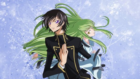 Код geass, мальчик, девушка, космос, взгляд