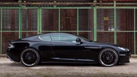 Aston martin, dbs, 2009, черный, вид сбоку, автомобили, здание