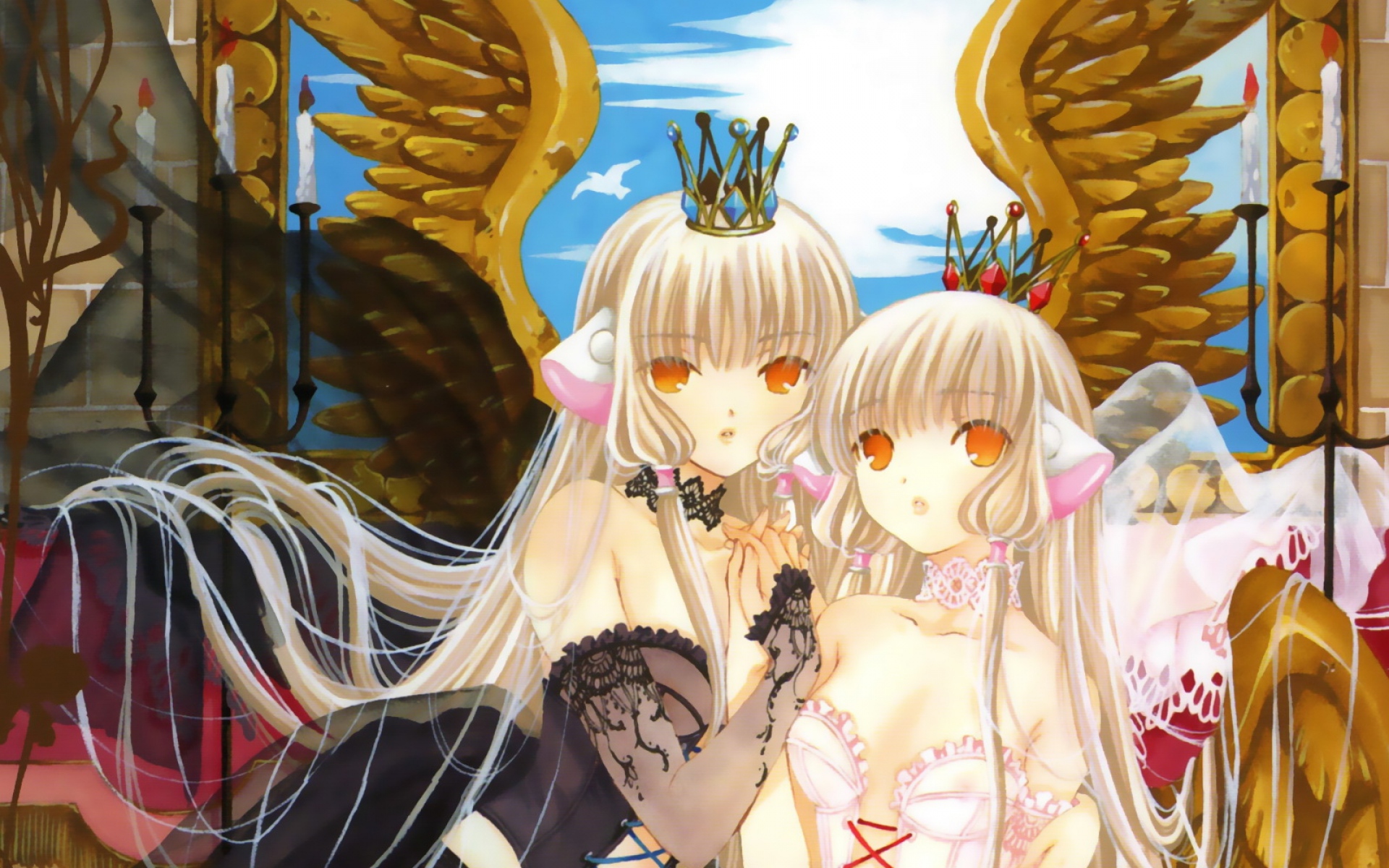 Картинки Chobits, девушка, блондинка, милый, крылья, глаза фото и обои на рабочий стол