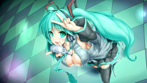 Hatsune miku, вокалоид, руки, пальцы, голубой, девушка