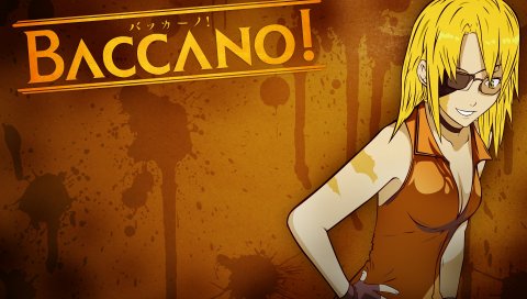 Baccano, девушка, блондинка, очки, улыбка, повязка