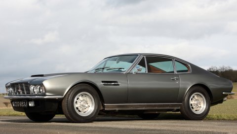 Aston martin, dbs, v8, 1969, серый, вид сбоку, ретро, ??автомобили, небо, трава